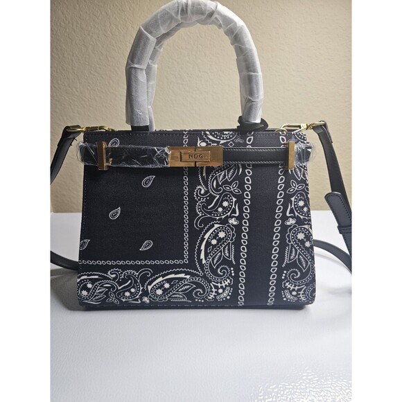 NDG Jeanne 300MM Black Bandana Top Handle Bag Women Pocketbook - Picture 3 of 14